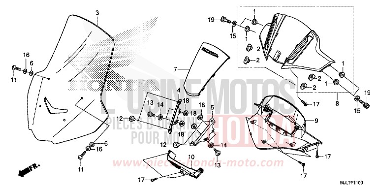 VISIERE DES INSTRUMENTS/PARE-BRISE de Integra 750 MAT BULLET SILVER (NH389) de 2014